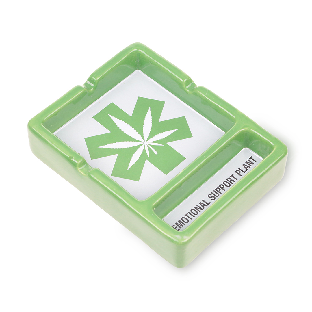 Fantasy Hand-Painted Emotional Support Plant Resin Ashtray, Top View on White