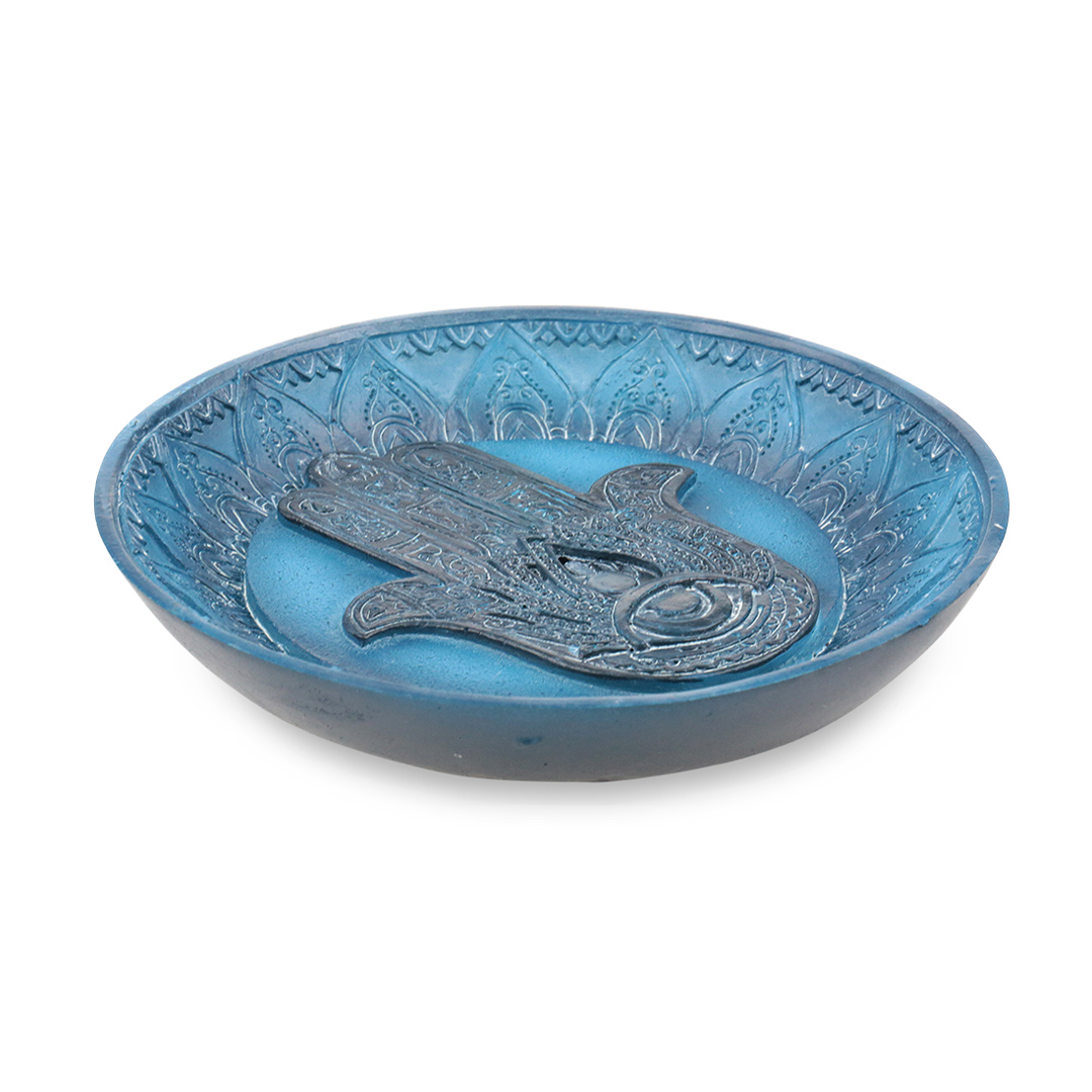 Fantasy Polyresin Incense Stick Burner in Blue with Intricate Design - Top View