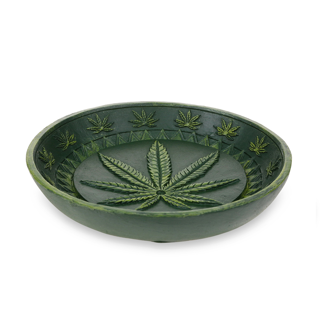 Fantasy Polyresin Incense Stick Burner with Leaf Design - Top View on White Background