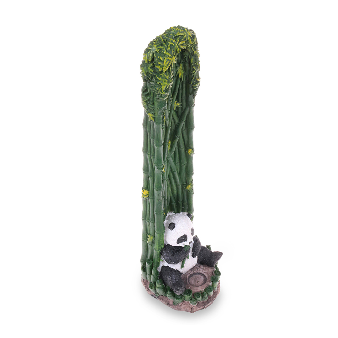 Fantasy Tower Incense Burner featuring a Panda at the base, crafted from Polyresin, side view