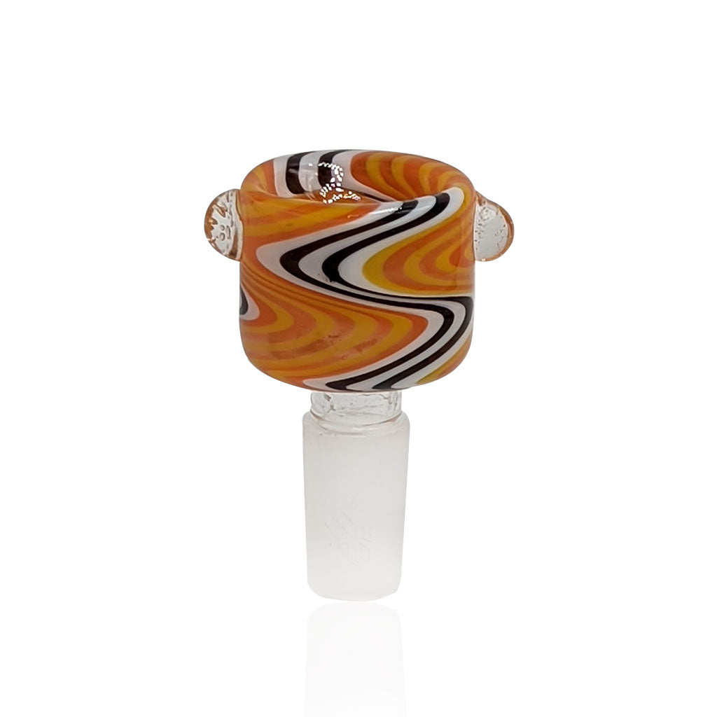 Honeybee Herb GLASS FLOWER BOWL FB-9 with Swirl Design - Front View on White Background