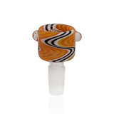 Honeybee Herb GLASS FLOWER BOWL FB-9 with Swirl Design - Front View on White Background