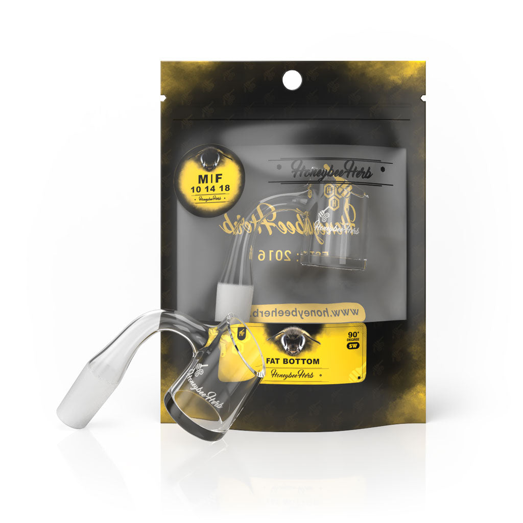 Honeybee Herb FAT BOTTOM QUARTZ BANGER, 90Β° Degree, Clear - Packaged View
