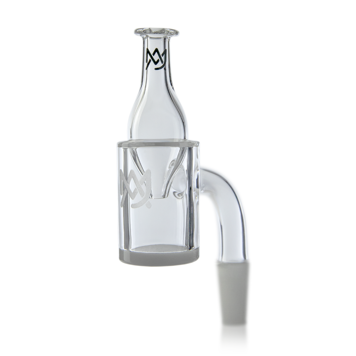 MJ Arsenal Full Weld Opaque Quartz Banger, 90 Degree 10mm Male Joint, Front View on White