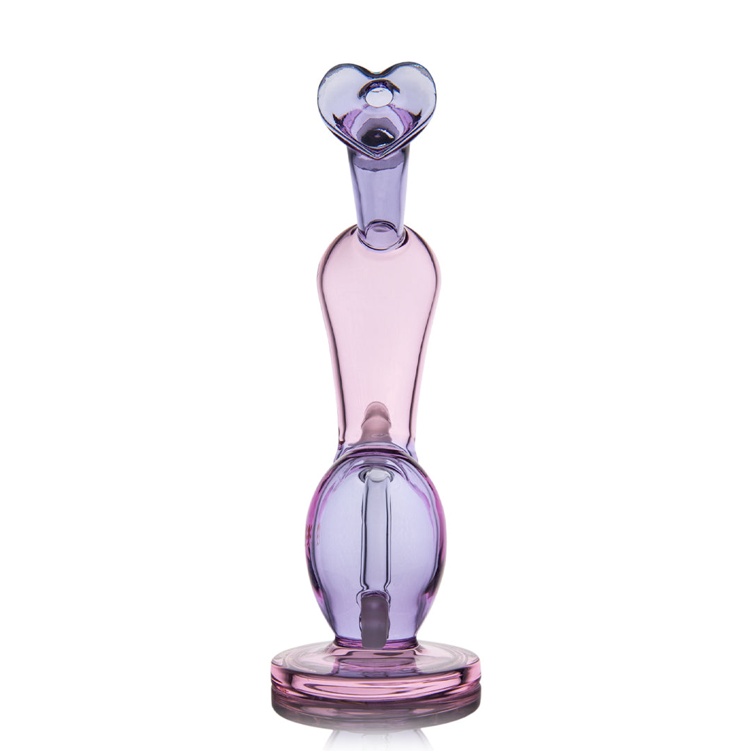 MJ Arsenal Burning Heart Bong in Pink - Front View with Heart-shaped Mouthpiece