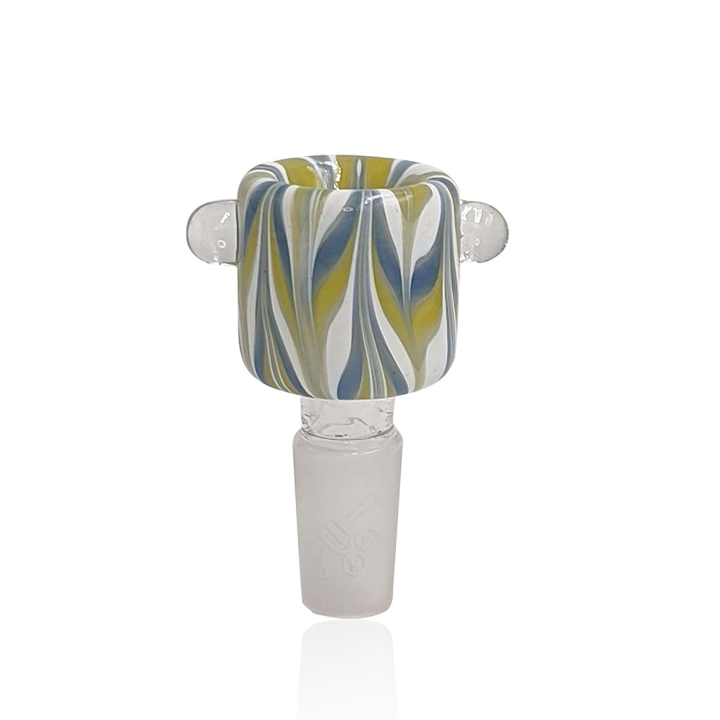 Honeybee Herb Glass Flower Bowl FB-9 with Swirl Design, Front View on White Background