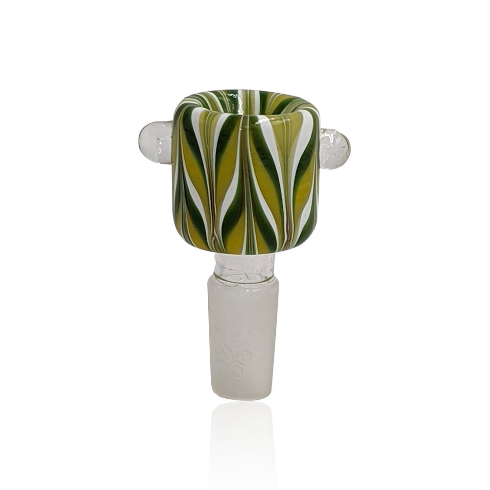 Honeybee Herb Glass Flower Bowl FB-9 with Swirl Design and Side Grips - Front View