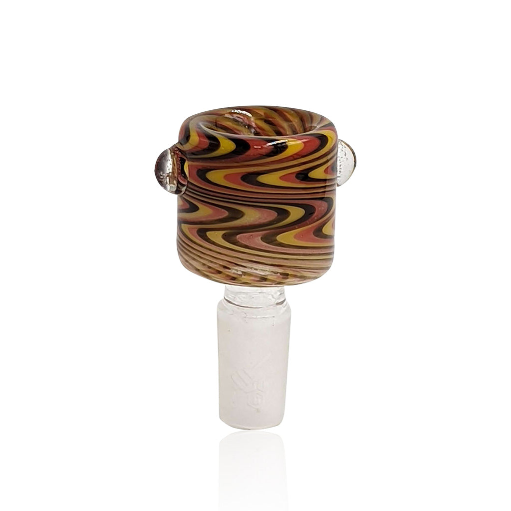 Honeybee Herb Vibrant Two-Tone Swirl Flower Bowl for Bongs, Front View on White Background
