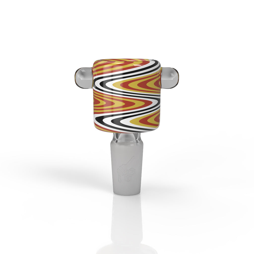 Honeybee Herb Glass Flower Bowl with Swirl Design - Front View on White Background