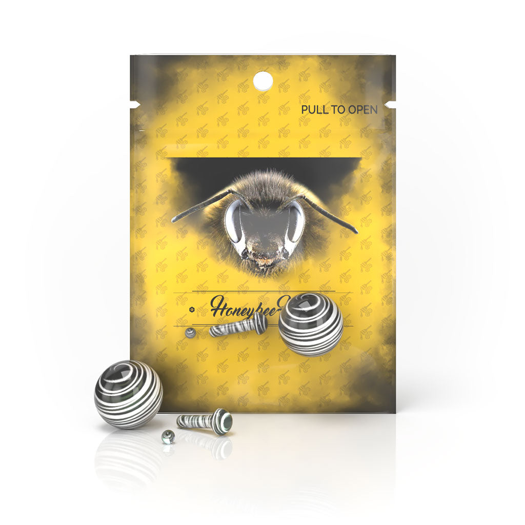 Honeybee Herb Glass Mushroom Pillar Terp Set in Gray for Dab Rigs on Branded Background