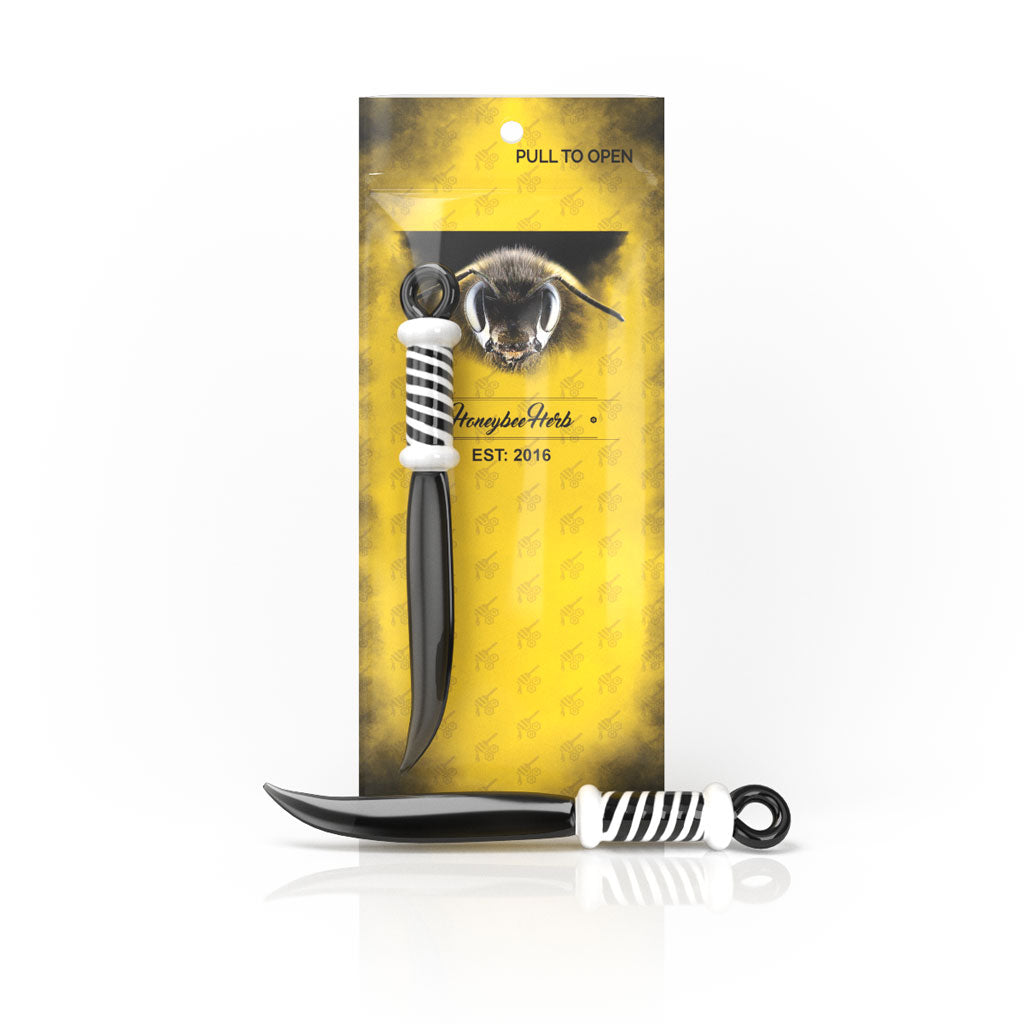 Honeybee Herb Glass Sword Dab Tool in Black - Novelty Dabber for Concentrates with Packaging