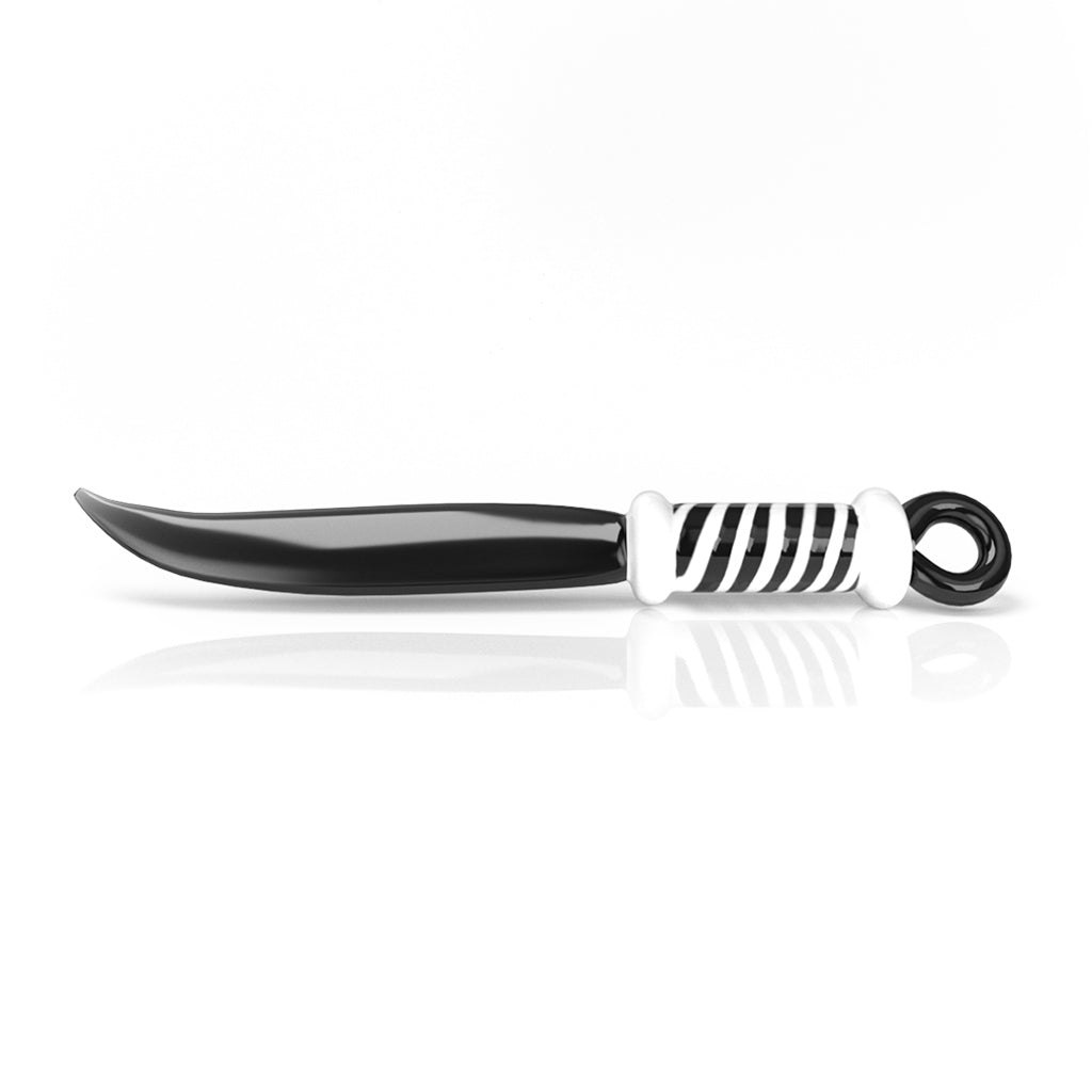 Honeybee Herb Glass Sword Dab Tool with black blade and white handle - side view