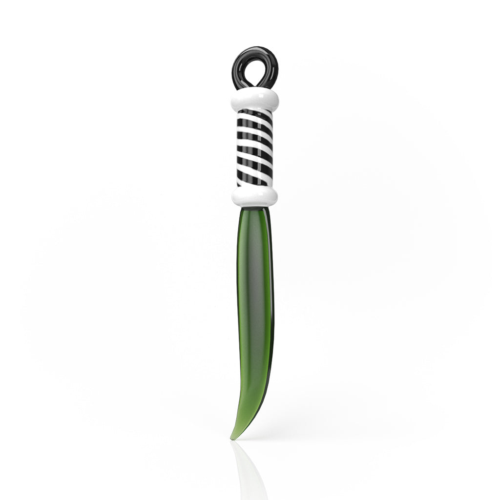 Honeybee Herb Glass Sword Dab Tool in Green - Novelty Dabber with Striped Handle