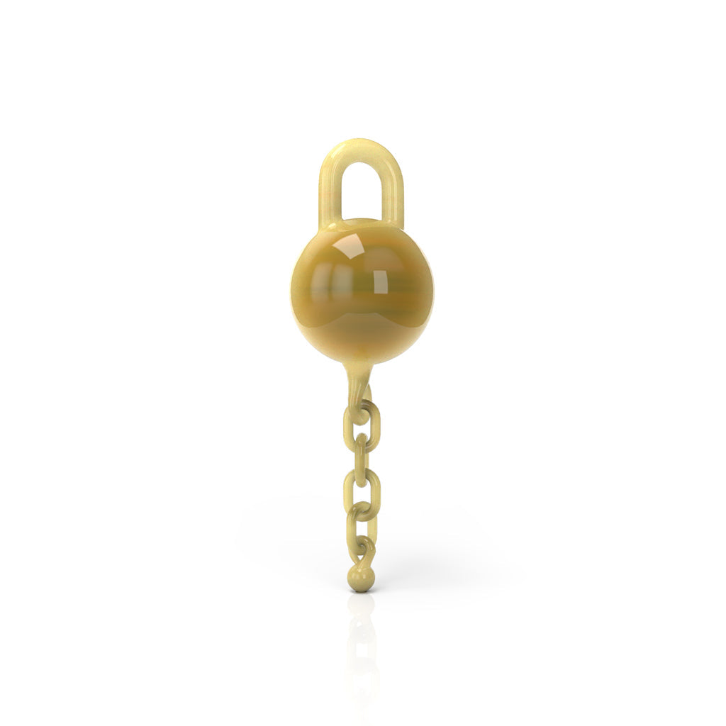 Honeybee Herb Glass Terp Chain in yellow, front view on seamless white background, for dab rigs
