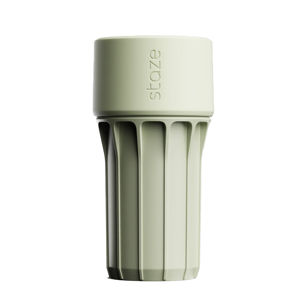 Staze Preserve Foam Stash Jar in Sage Green, Polyresin, Front View on White Background