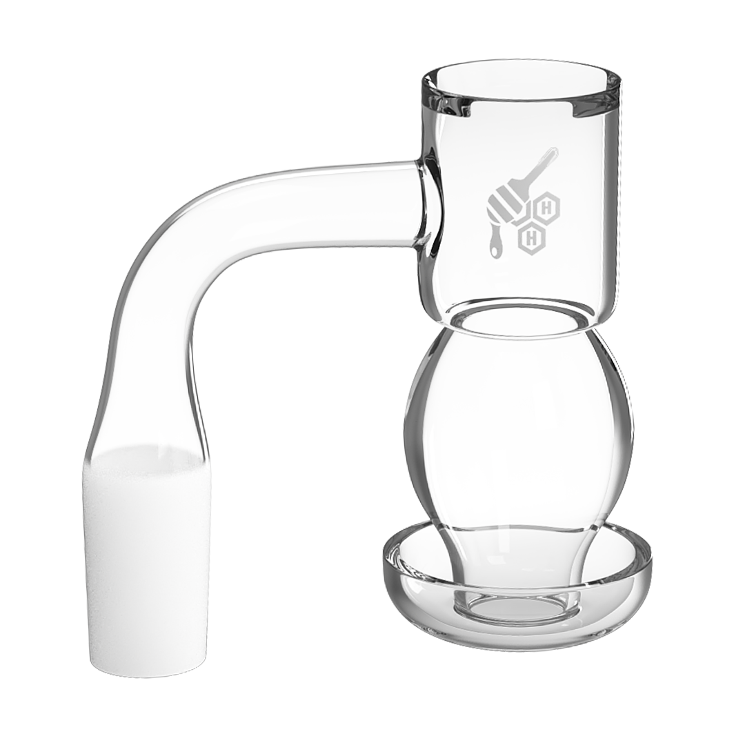 Honeybee Herb Quartz Banger with Flat Top and 90 Degree Joint for Dab Rigs, Clear View