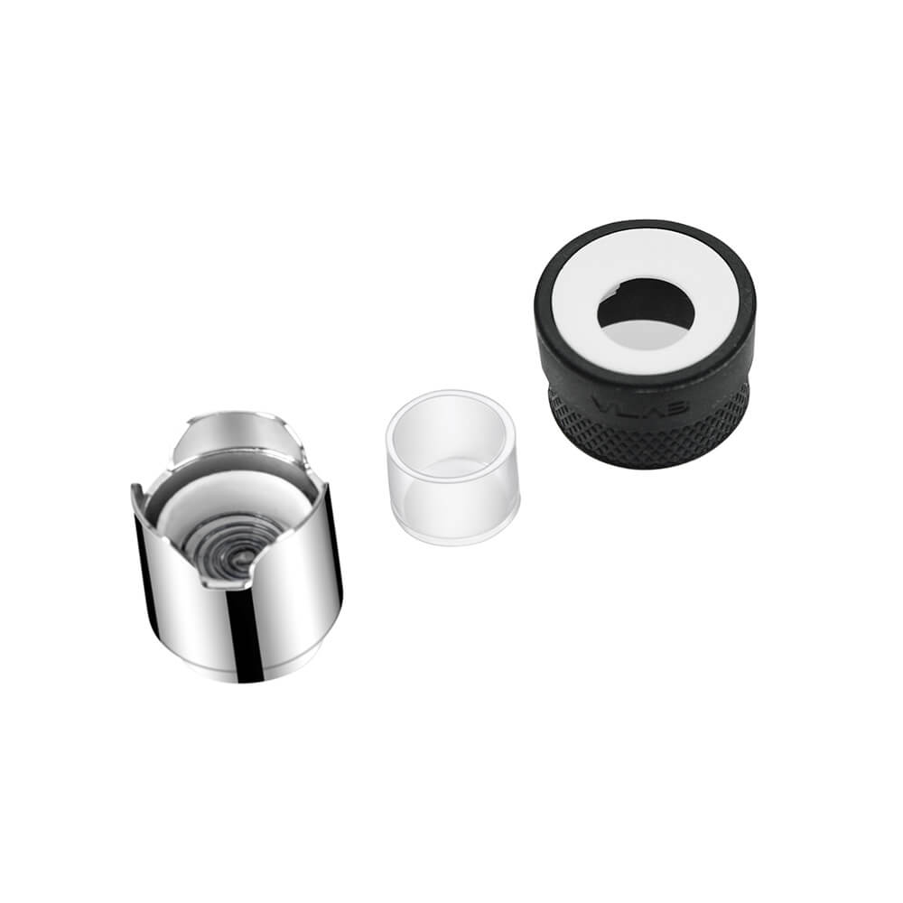 VLAB Halo V2 Atomizer for E-Rigs - Top and Side Views with Silicone Cover