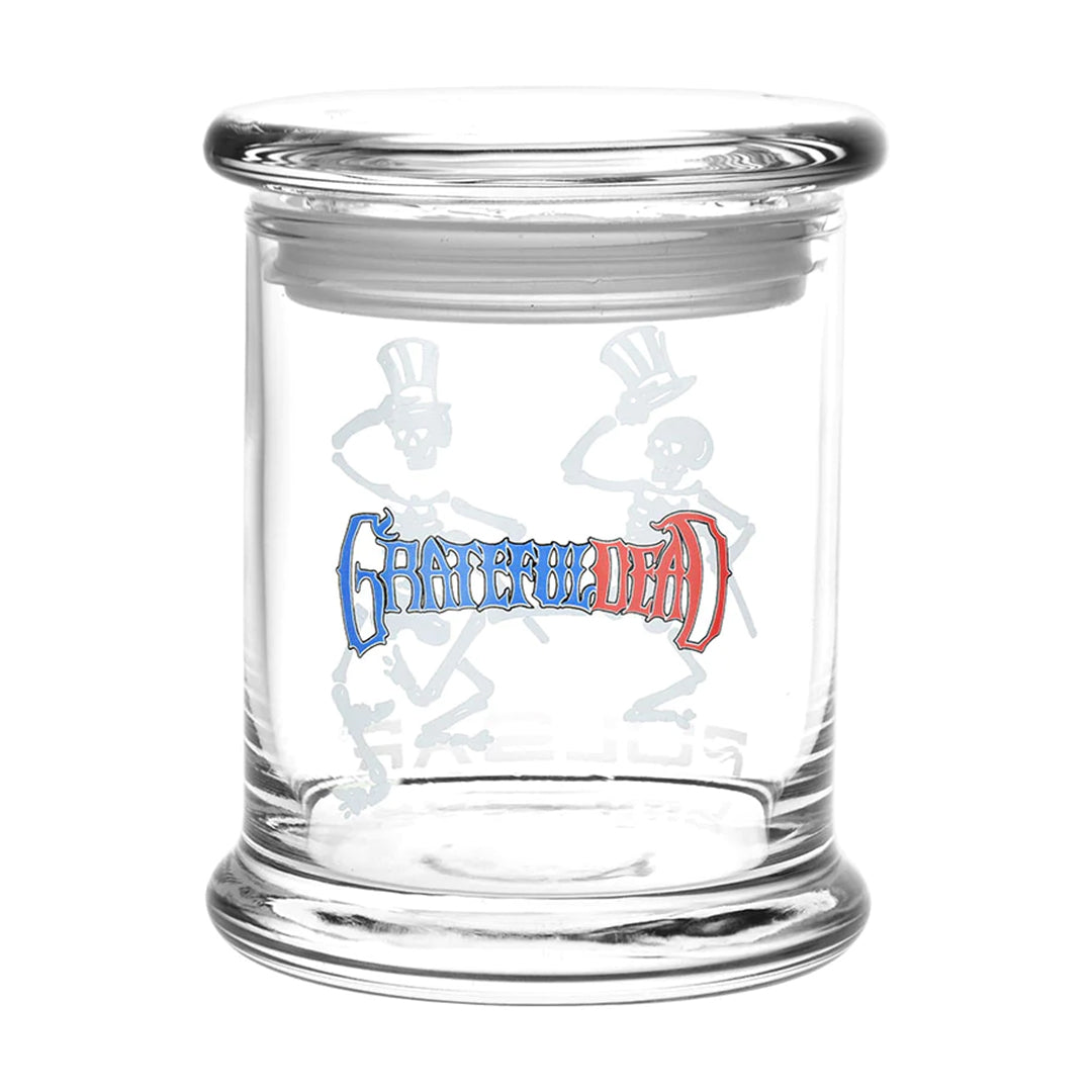 Grateful Dead x Pulsar Pop Top Jar - Top Hat Skeletons Design - Front View
