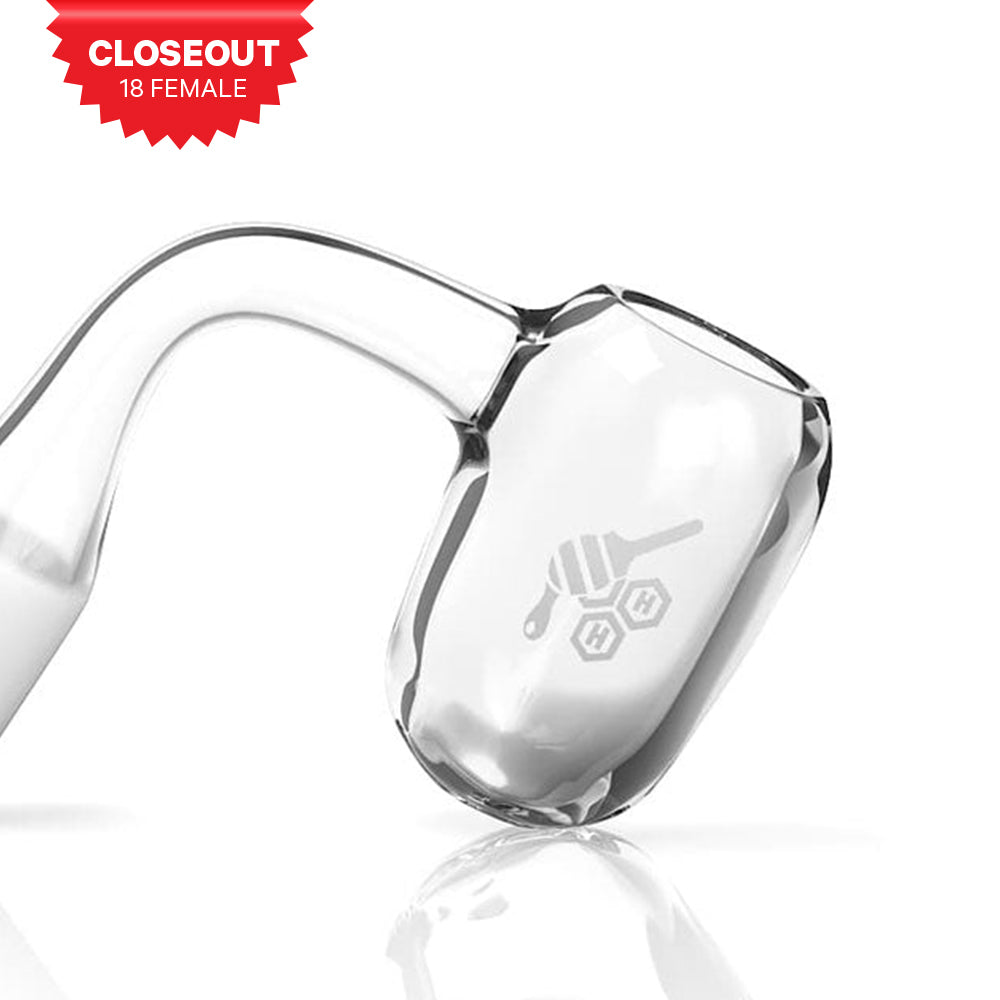 Honey Barrel Quartz Banger 90Β° Degree, 18mm Female Joint for Dab Rigs, Side View