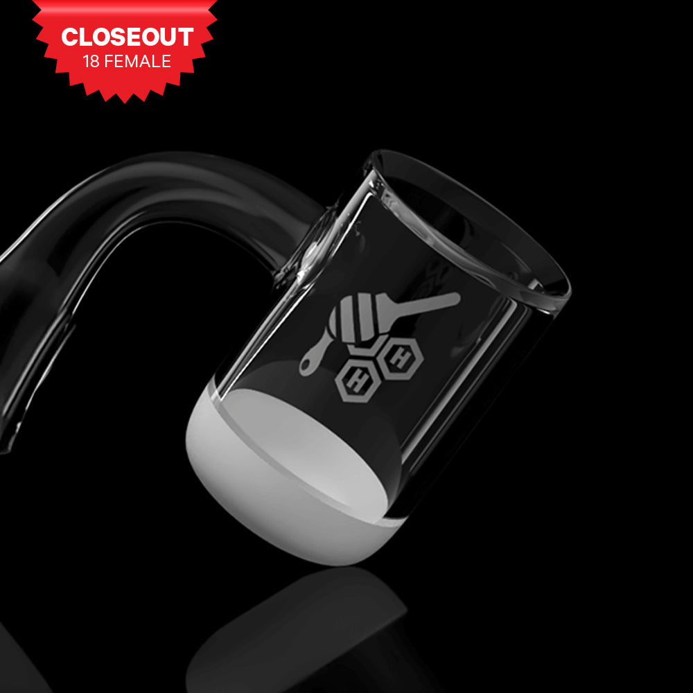 Honey & Milk Bevel Bowl Quartz Banger 90° Degree, 18mm Female Joint, Clear Flat Top Design