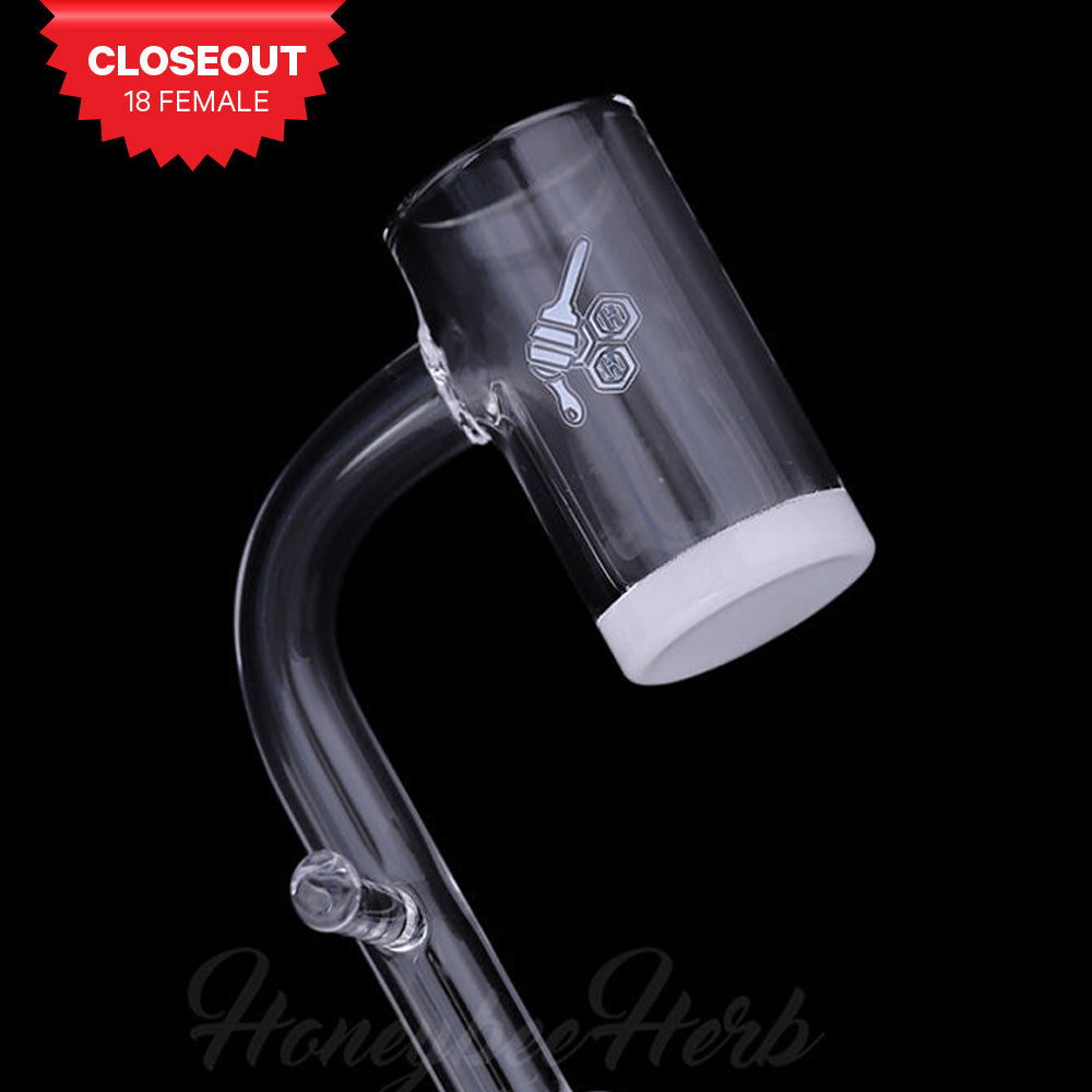 Honeybee Herb Honey & Milk Enail Quartz Banger, 90Β°, 18mm Female - Close-up Side View