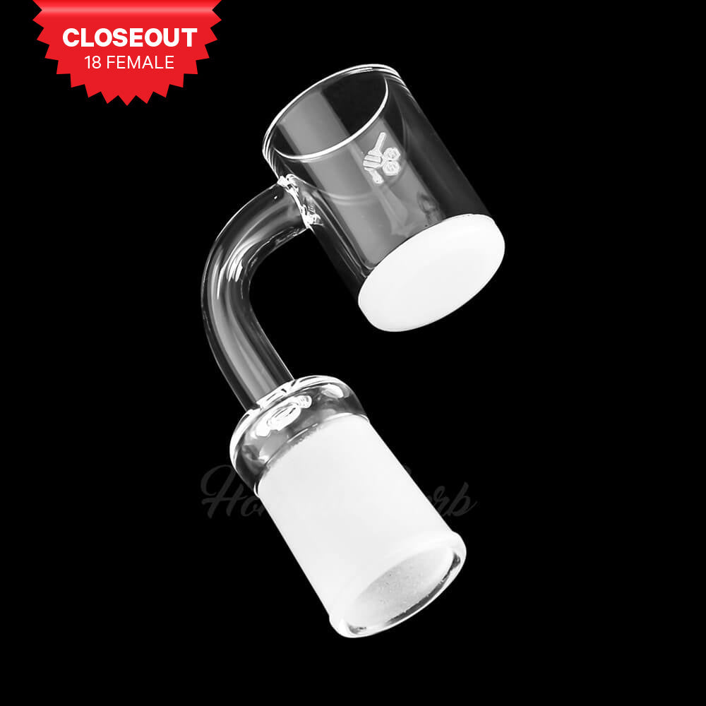 Honey & Milk Quartz Banger 90Β° for Dab Rigs, 25mm Flat Top Design, Clear Male Joint - Side View