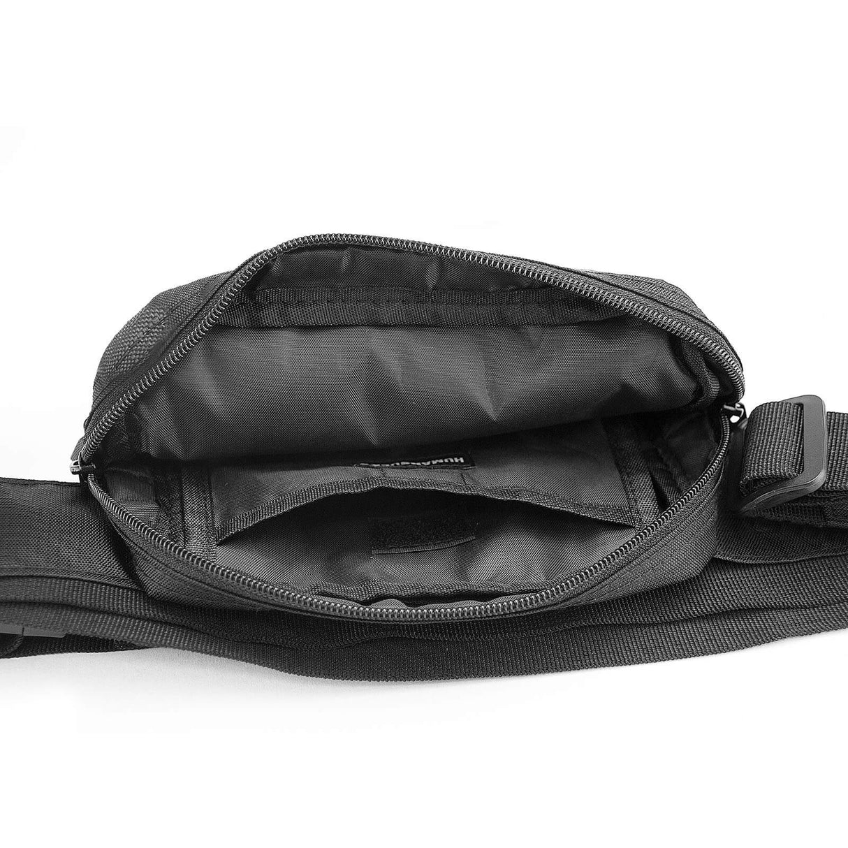 HUMAN SUCKS Fanny Pack open view showing spacious interior and pockets