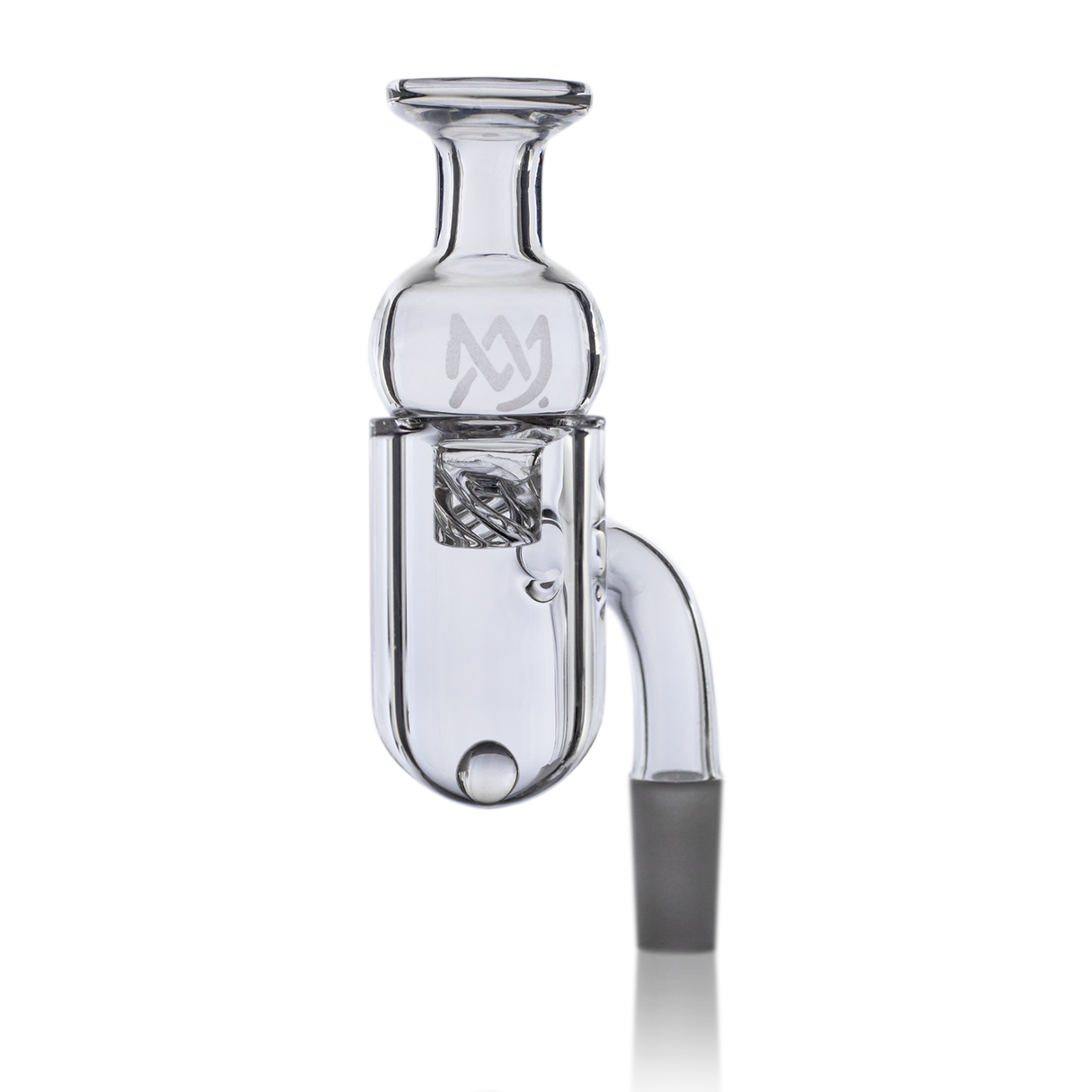 MJ Arsenal Premium Half Weld Drip Quartz Banger, clear, side view on white background