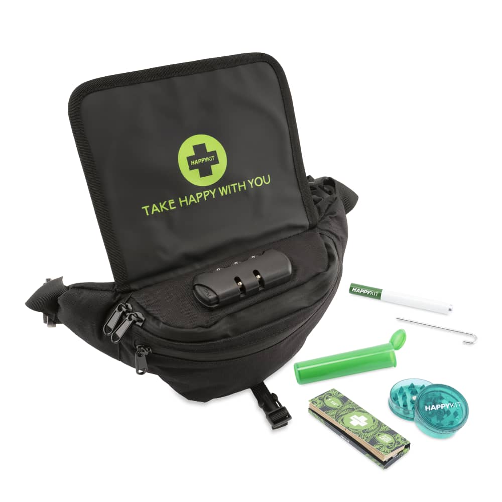 Happy Kit Happy Pack flower set with portable case, pipe, grinder, and accessories