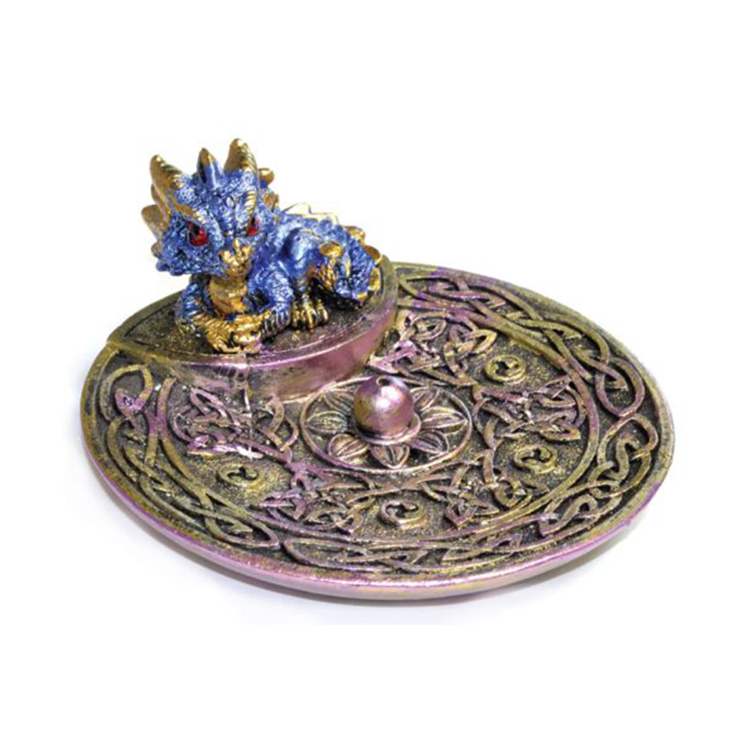 Fantasy Blue Dragon Incense Burner, Polyresin Detailed Design, Ideal for Home Decor