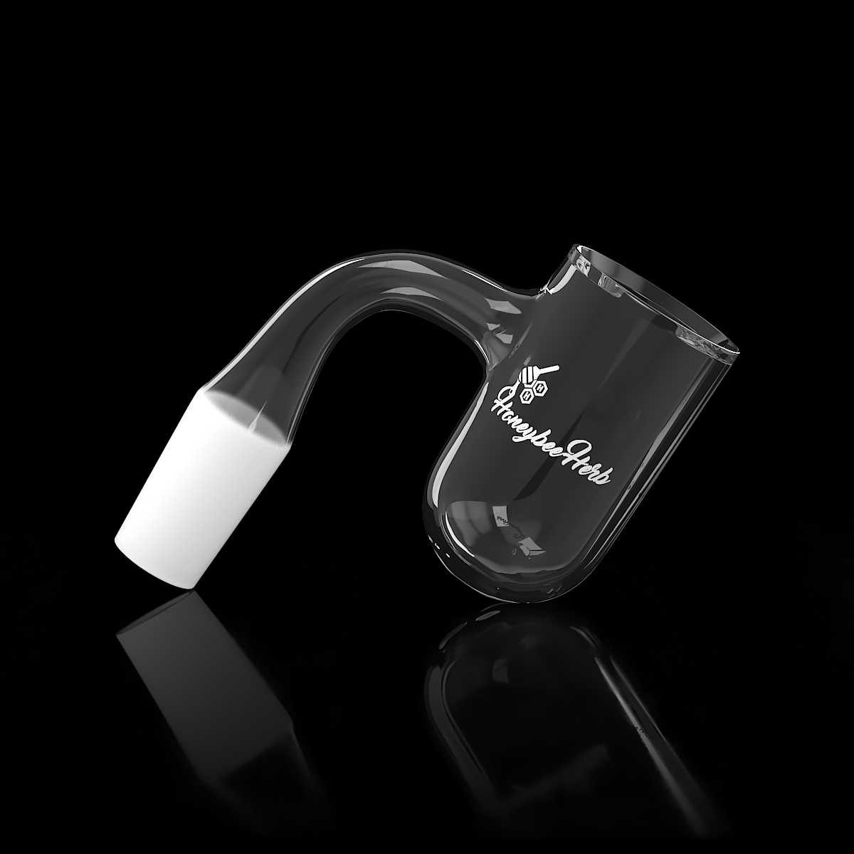 Honeybee Herb Quartz Banger with Deep Bowl - 90Β° Angle Side View on Black Background