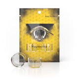 Honeybee Herb Honey Cups quartz dishes for concentrates, clear 15-25mm, 2 pack, front view on branded package