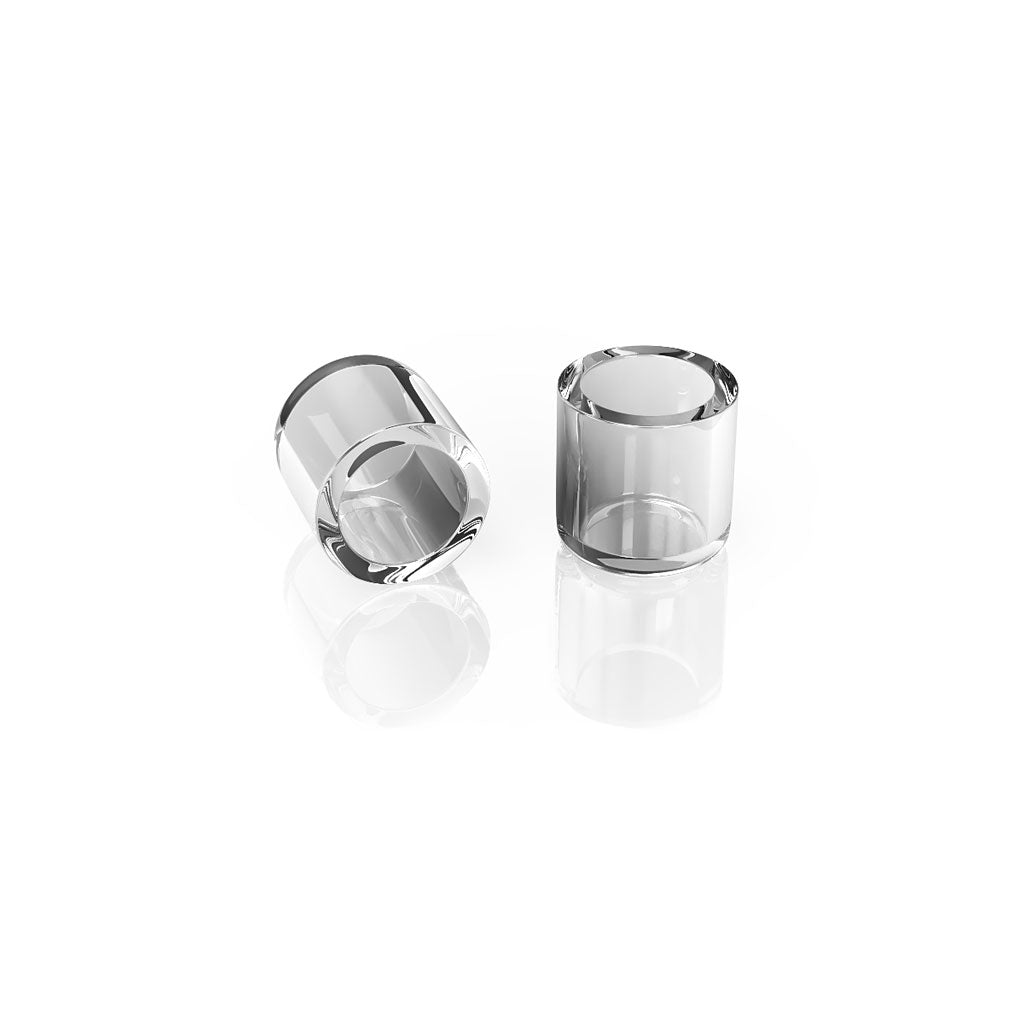 Honeybee Herb Honey Cups, clear quartz dishes for dab rigs, 2 pack, angled and top view