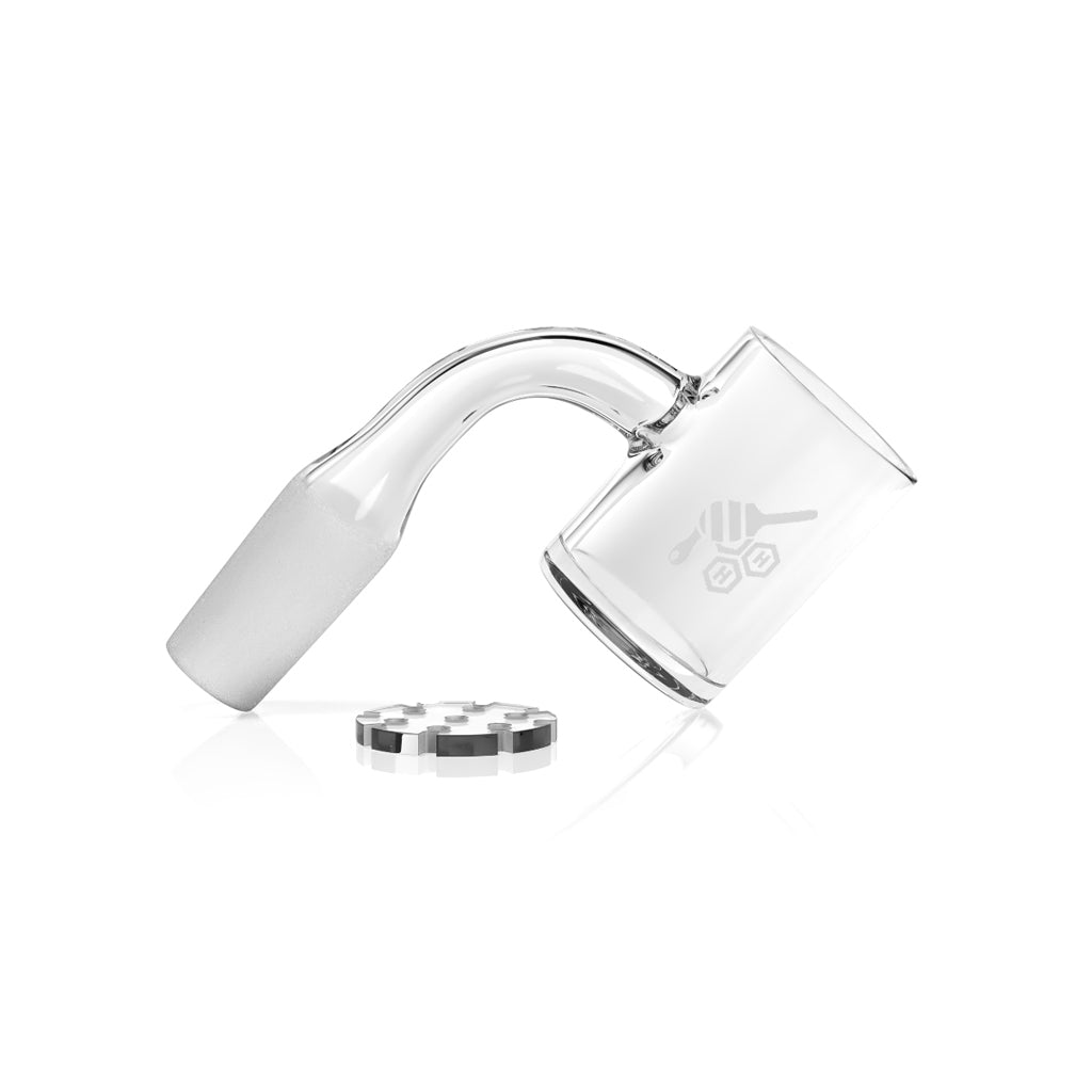 Honeybee Herb Honey Disc Quartz Banger at 90 Degree Angle for Dab Rigs with Clear Design