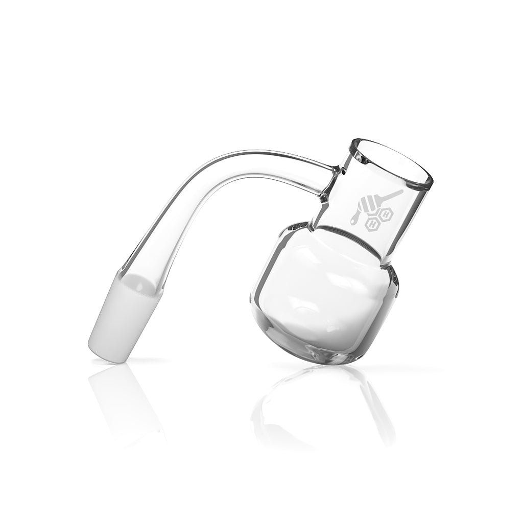 Honey Kettle Quartz Banger at 90° angle, clear, flat top, 20mm for dab rigs - Honeybee Herb