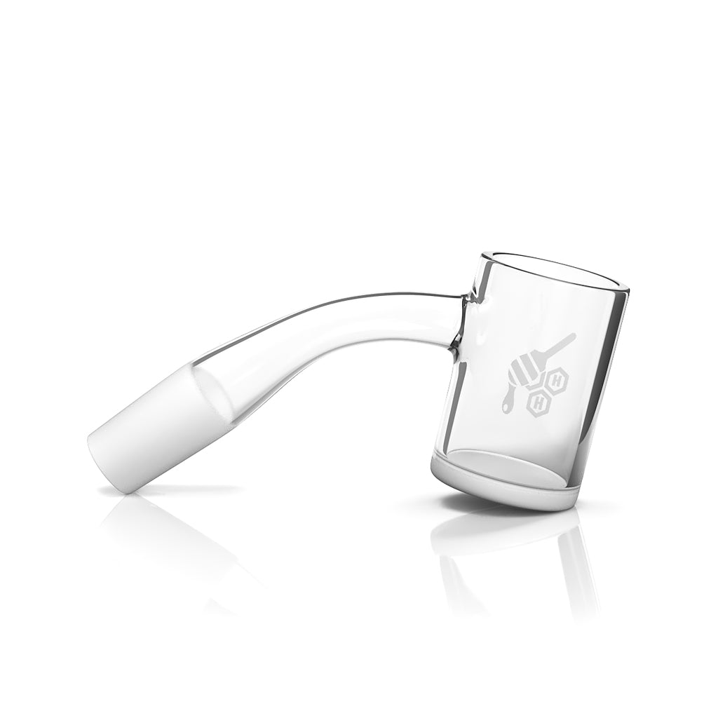 Honey & Milk Quartz Banger at 45° Angle by Honeybee Herb with Clear Flat Top Design