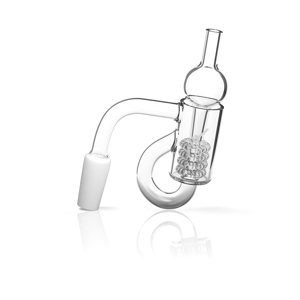 Honeybee Herb Honey Recycler Quartz Banger, clear, side view on white background