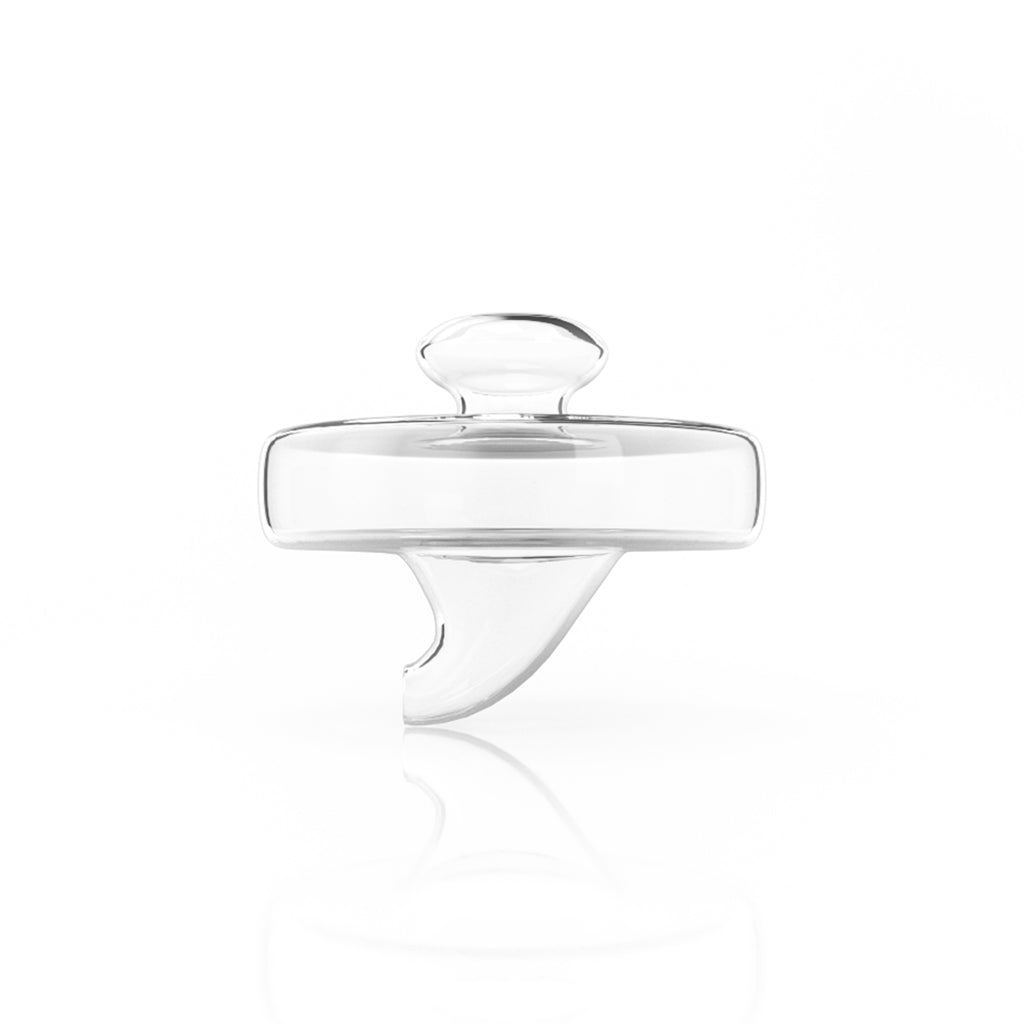 Honey Topper Carb Cap by Honeybee Herb in Clear Glass, Front View, 30mm Diameter, for Dab Rigs