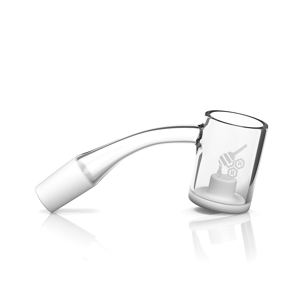 Honey & Milk Core Reactor Quartz Banger at 45° angle by Honeybee Herb, clear, for dab rigs