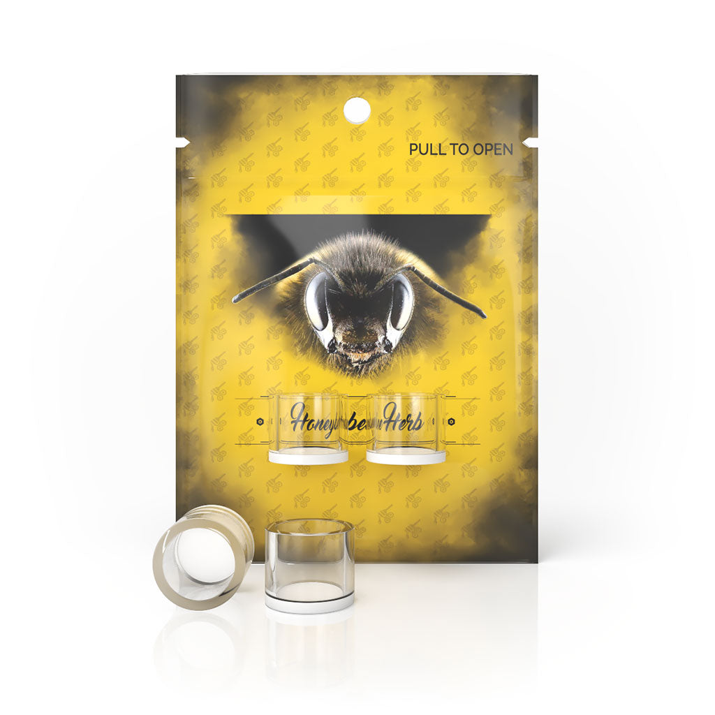 Honeybee Herb Honey & Milk Cups, Quartz Dishes for Dab Rigs, 18mm, Front View