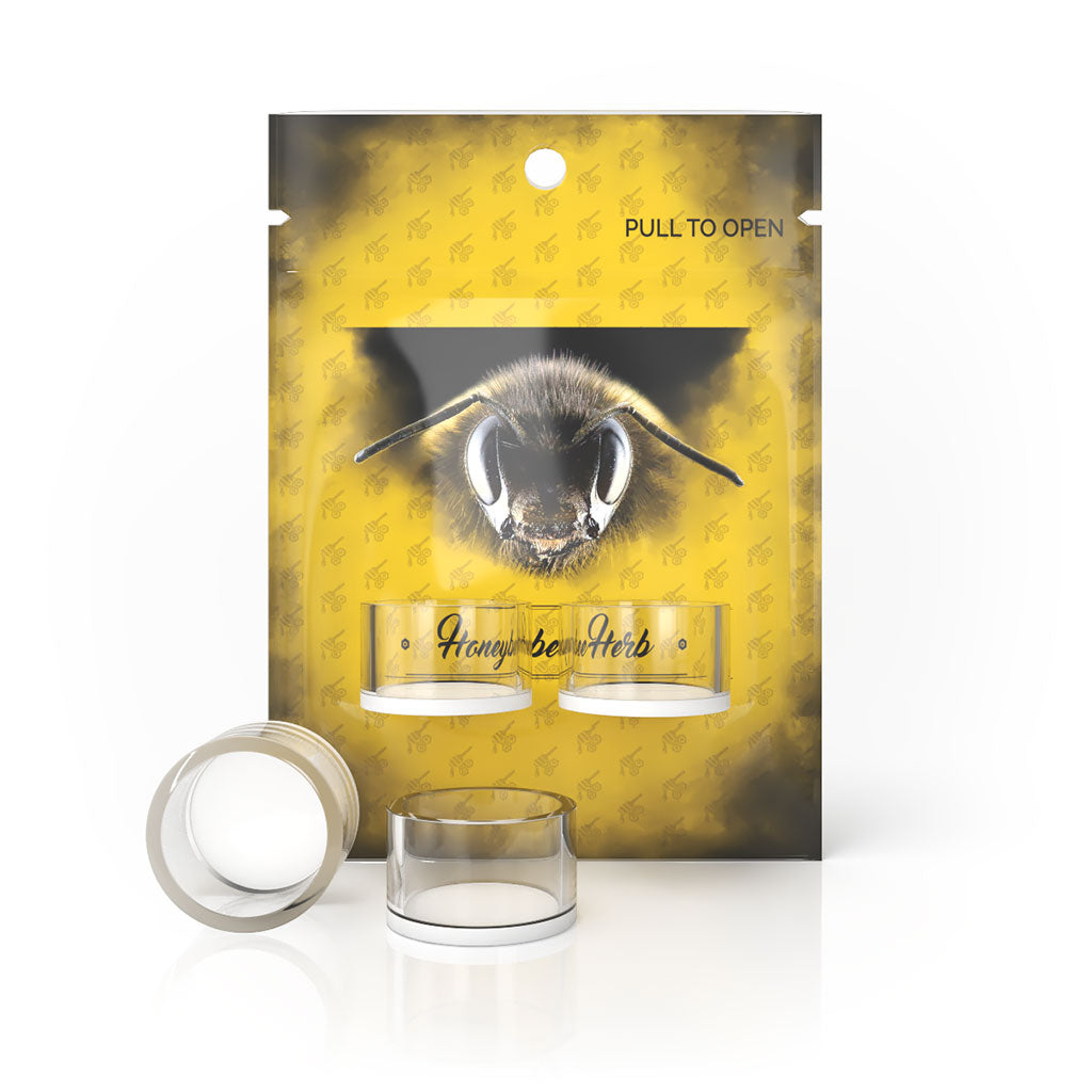 Honeybee Herb Quartz Dishes, 2 Pack, Clear Quartz Dabbing Dishes for Concentrates, Front View