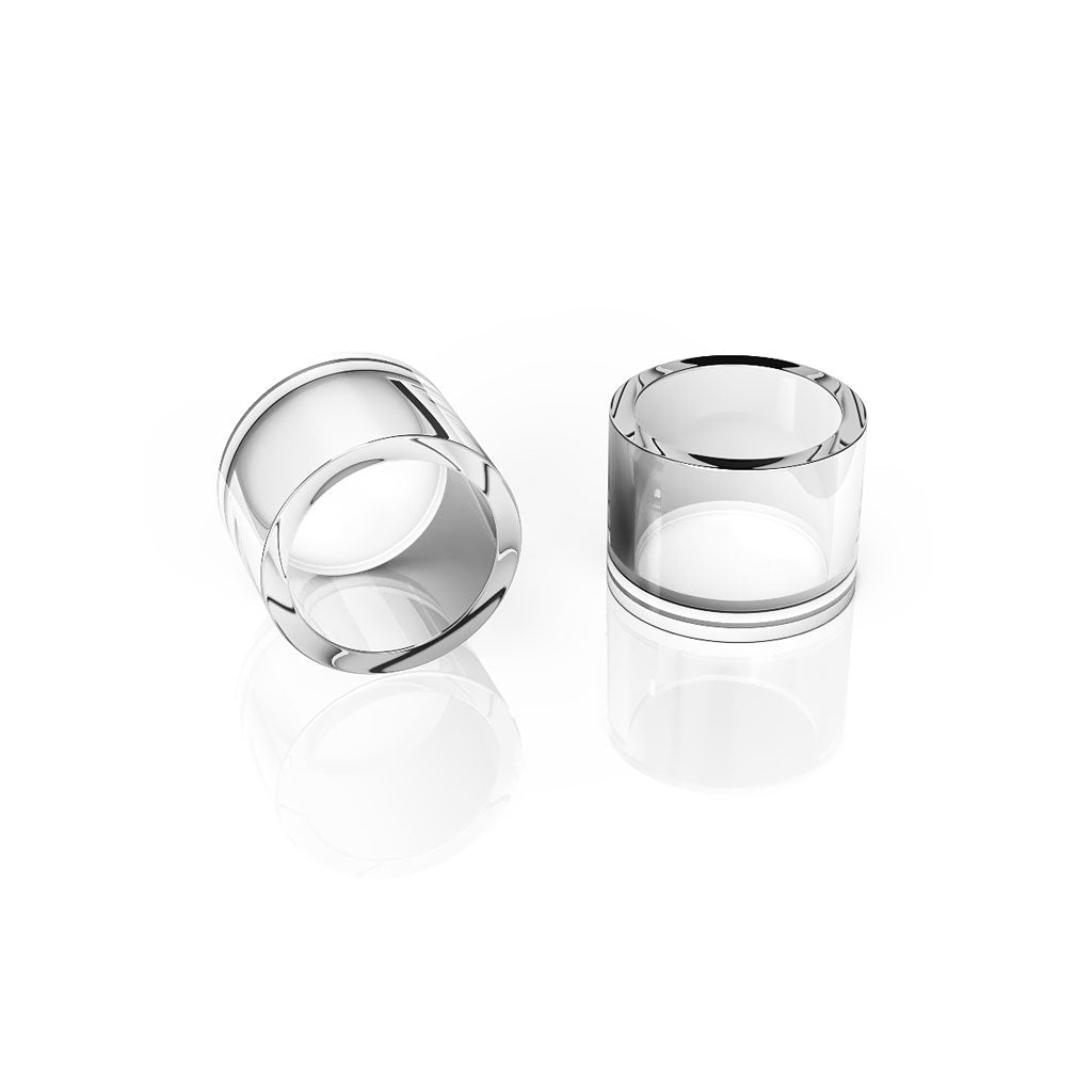 Honeybee Herb Honey & Milk Quartz Dishes, 2 Pack, Clear, for Dab Rigs - Angled and Top View