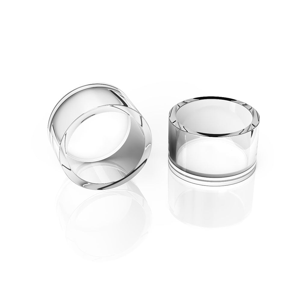 Honeybee Herb Honey & Milk Quartz Dishes, Clear, 2 Pack for Dab Rigs - Top and Side View