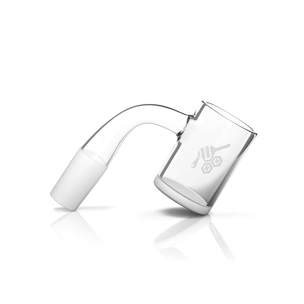 Honey & Milk Quartz Banger 90Β° Degree, Clear Flat Top, 25mm for Dab Rigs - Honeybee Herb