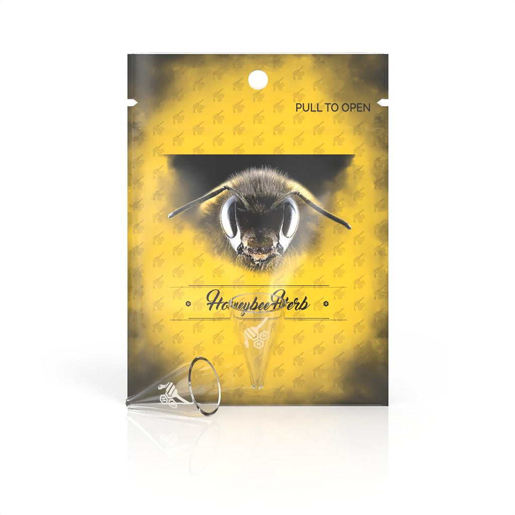 Honeybee Herb Quartz Funnel - Small and Large Variants on Branded Background