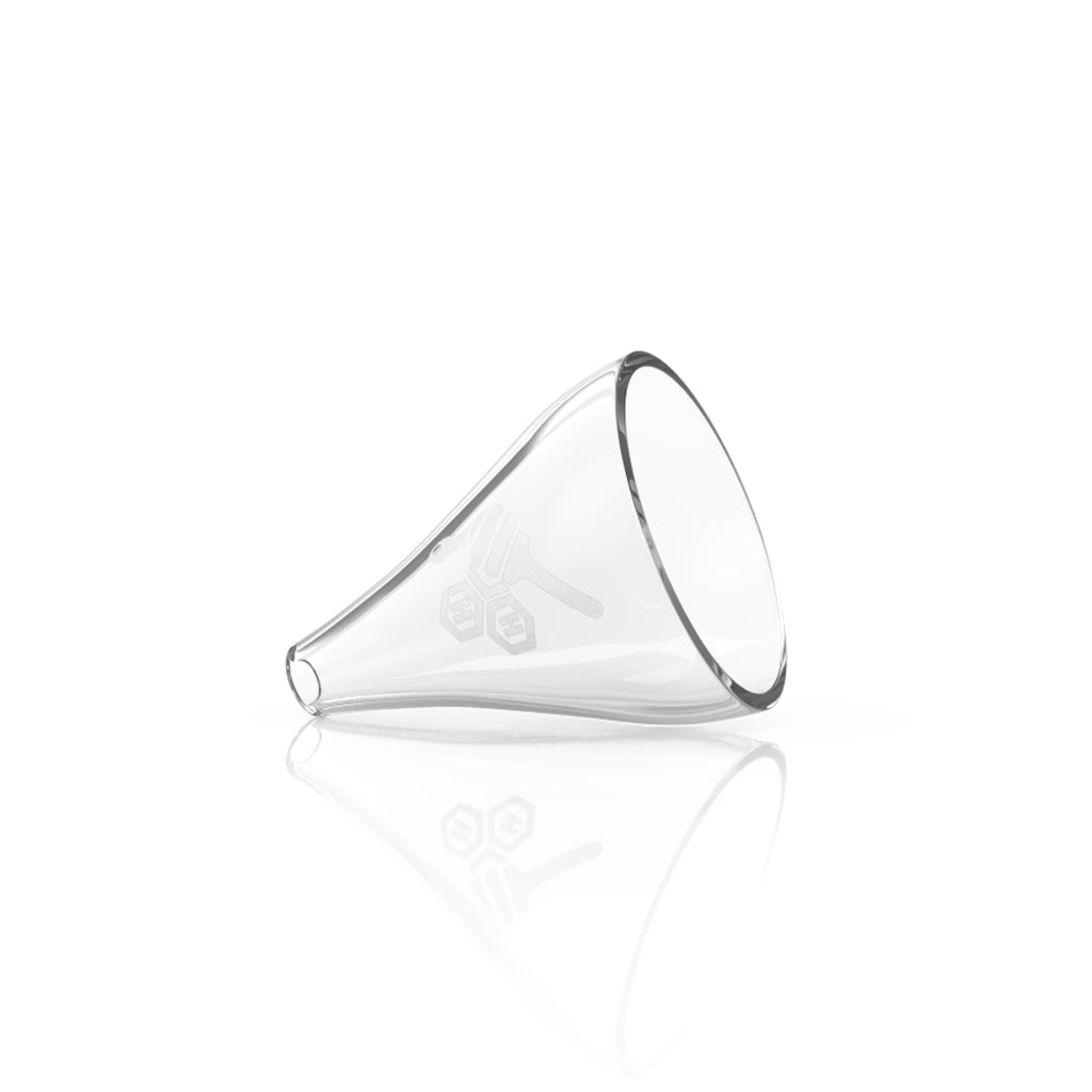 Honeybee Herb Quartz Funnel - Clear Glass with Etched Logo - Front View