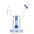 HydroBarrel Mini Rig in blue by The Stash Shack, compact 5" banger hanger design with showerhead percolator, front view.