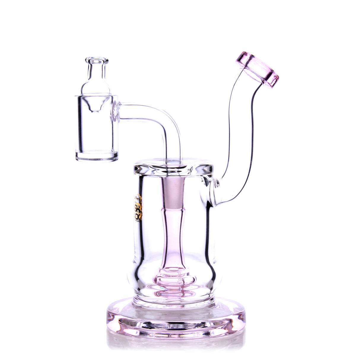 HydroBarrel Mini Rig in Pink by The Stash Shack, 5" Tall with Showerhead Percolator, 90 Degree Joint