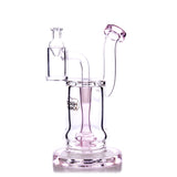 HydroBarrel Mini Rig by The Stash Shack in clear borosilicate glass, 90-degree joint, front view