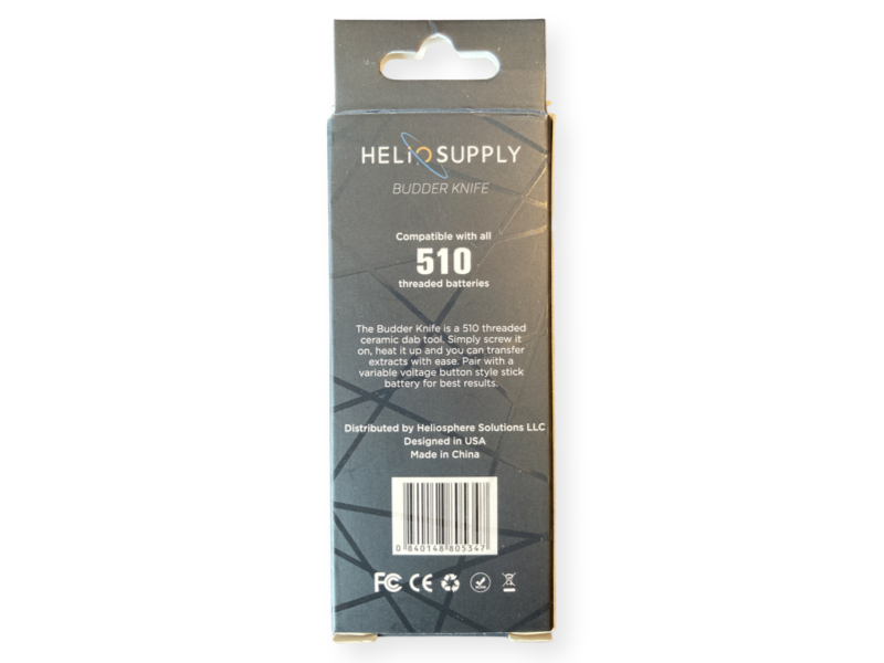 Helio Supply Budder Knife, electronic dab tool attachment in packaging, front view